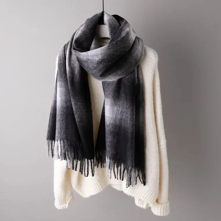 Plaid Tassels Warm Long Scarf Women Accessories  Christmas gift Thanksgiving gift