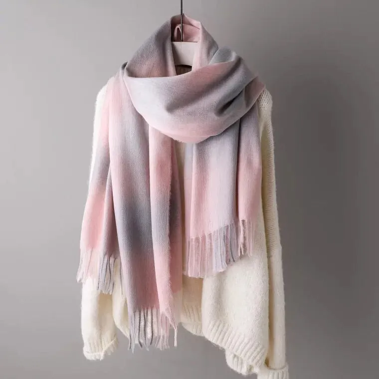 Plaid Tassels Warm Long Scarf Women Accessories  Christmas gift Thanksgiving gift