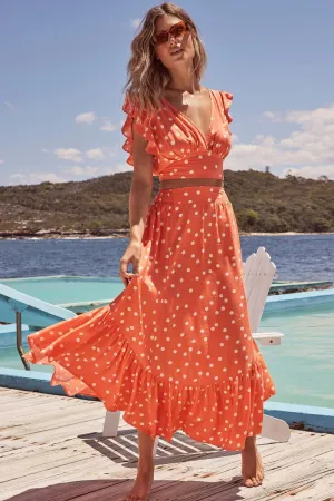 Polka Dot Ruffle Tank Top Midi Skirt Suits