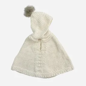 Poncho with hood, Cream