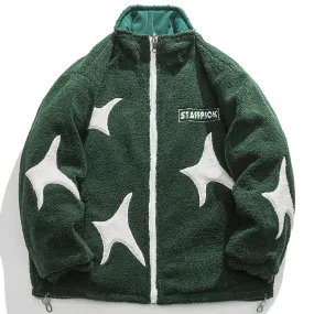 PopFlying Reversible Sherpa Winter Coat Patchwork