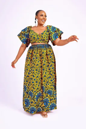 RAIZA AFRICAN PRINT WRAP TOP