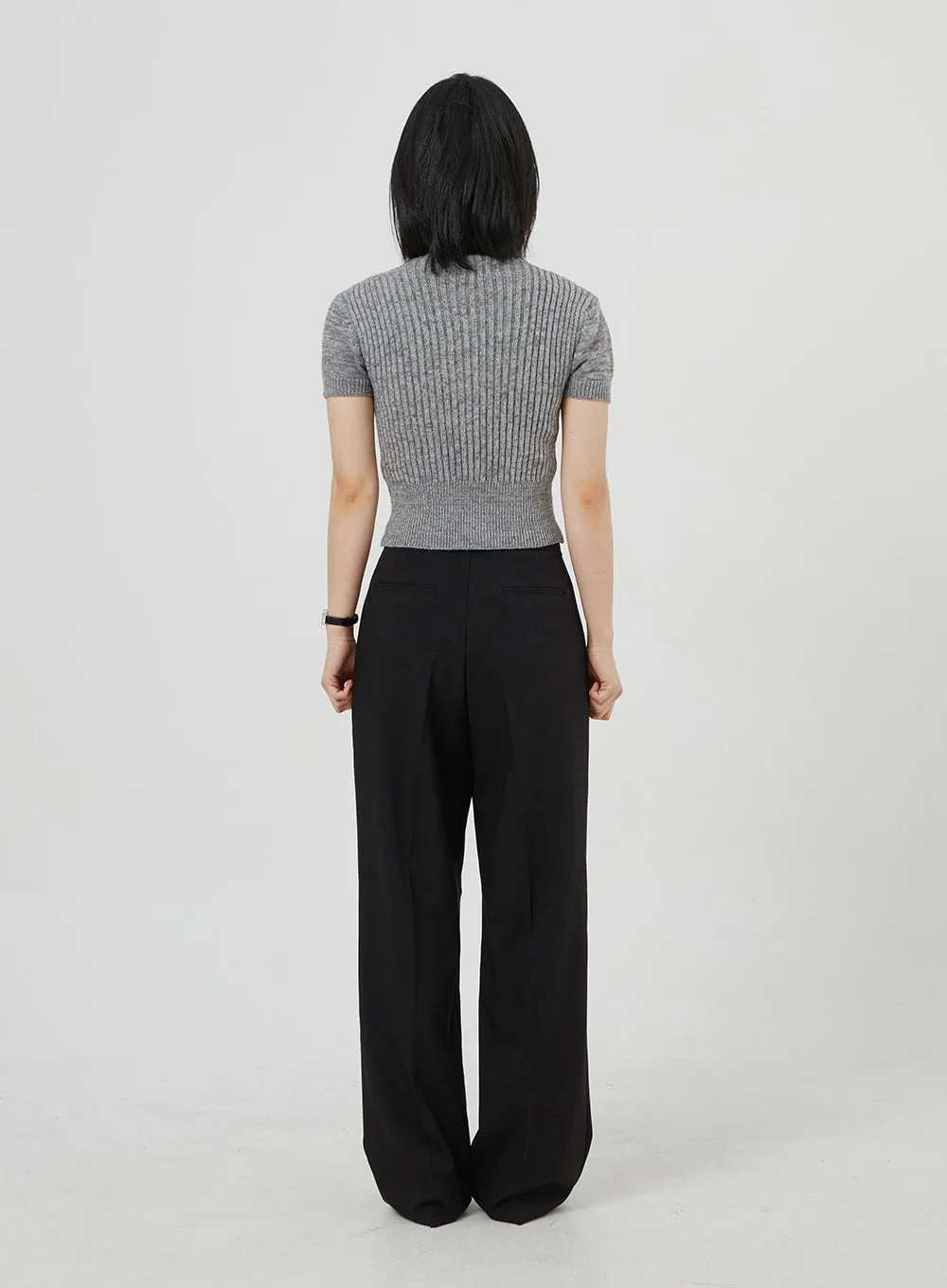 Ribbed Knit Turtleneck Top OM302