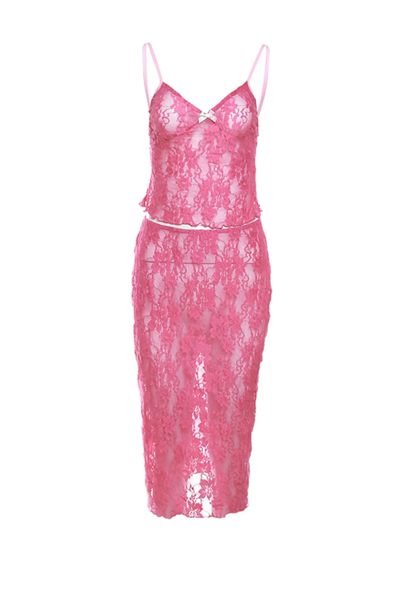 Rose Lace Cami Skirt Suits
