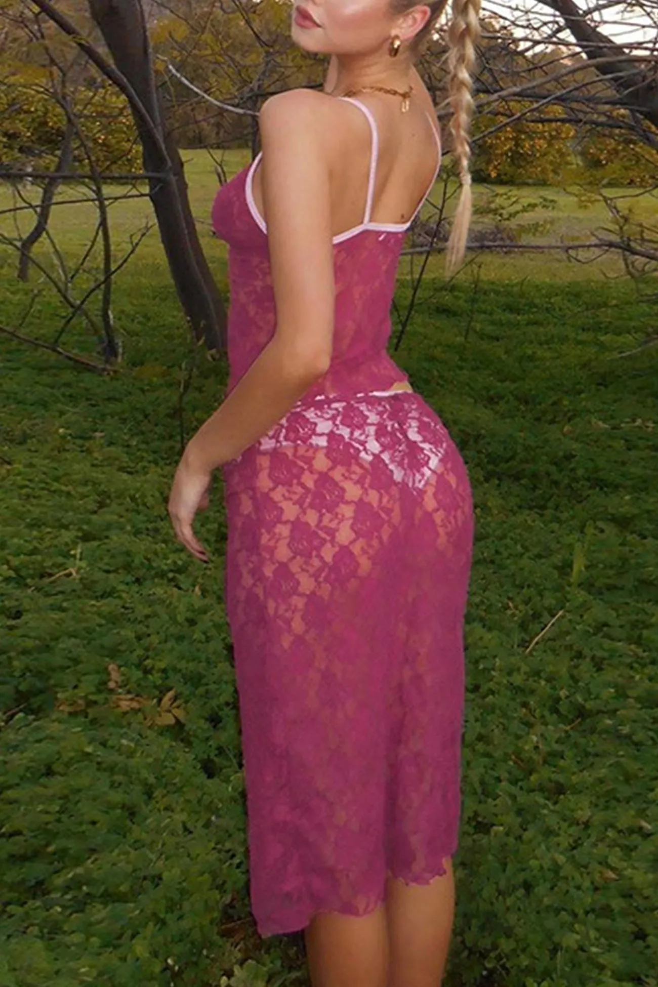 Rose Lace Cami Skirt Suits