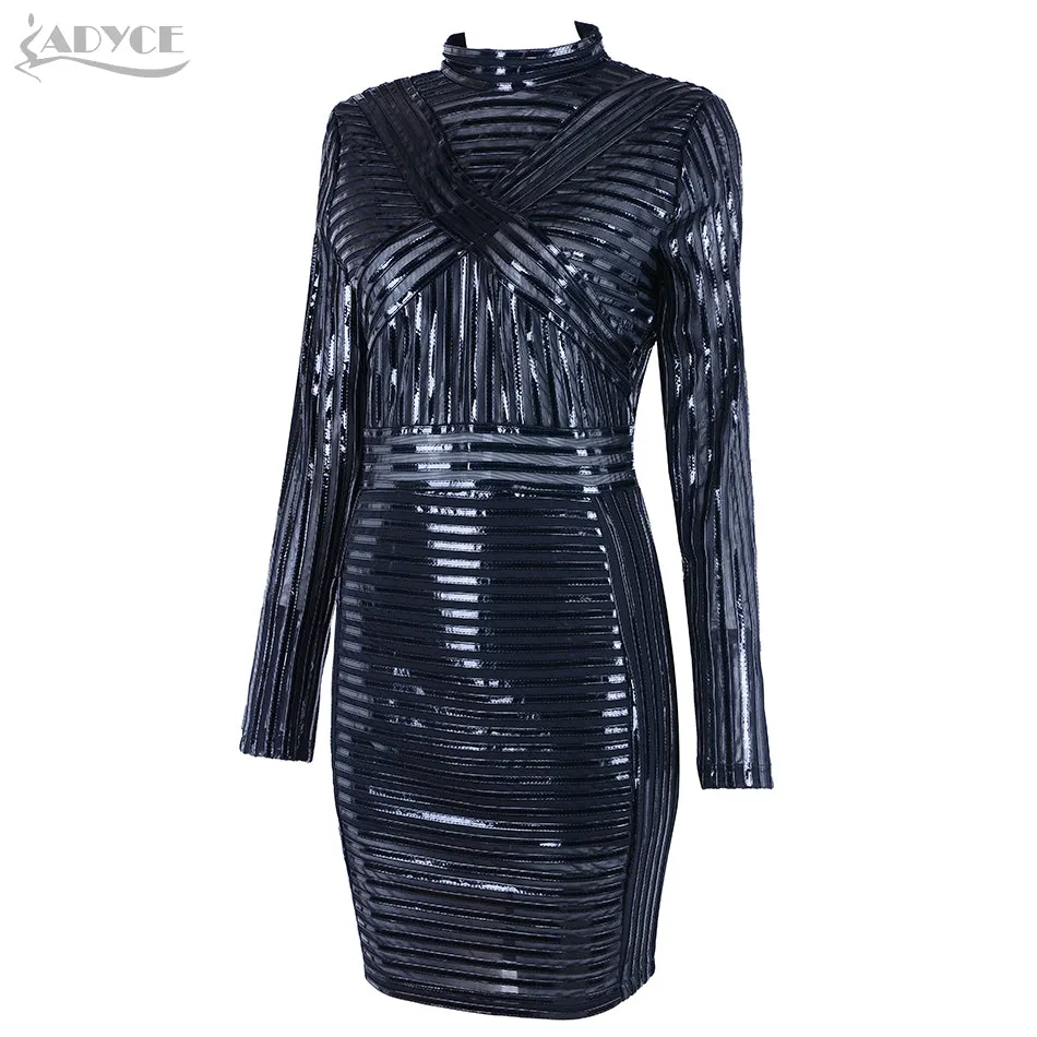 Sexy Black PU Leather Patchwork Turtleneck Dress