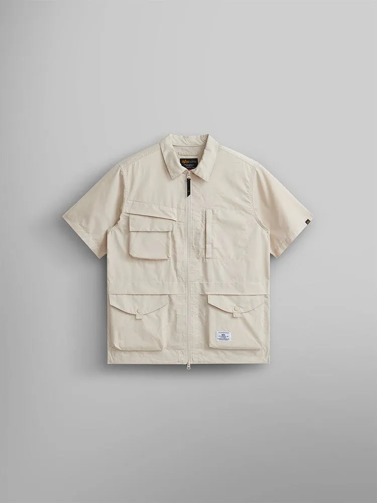 SHORT SLEEVE MULTI POCKET ZIPPERED SHIRT JACKET