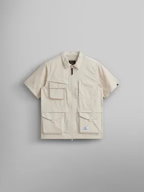 SHORT SLEEVE MULTI POCKET ZIPPERED SHIRT JACKET