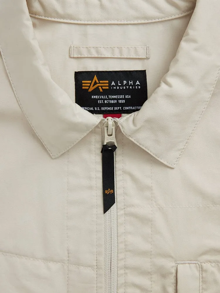 SHORT SLEEVE MULTI POCKET ZIPPERED SHIRT JACKET