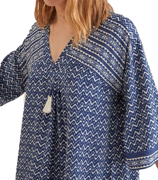 Short Zigzag Camisole Dress Blue