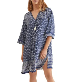 Short Zigzag Camisole Dress Blue