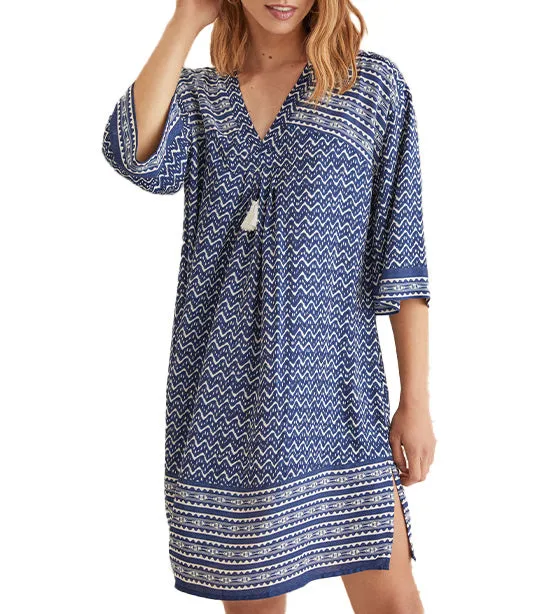Short Zigzag Camisole Dress Blue