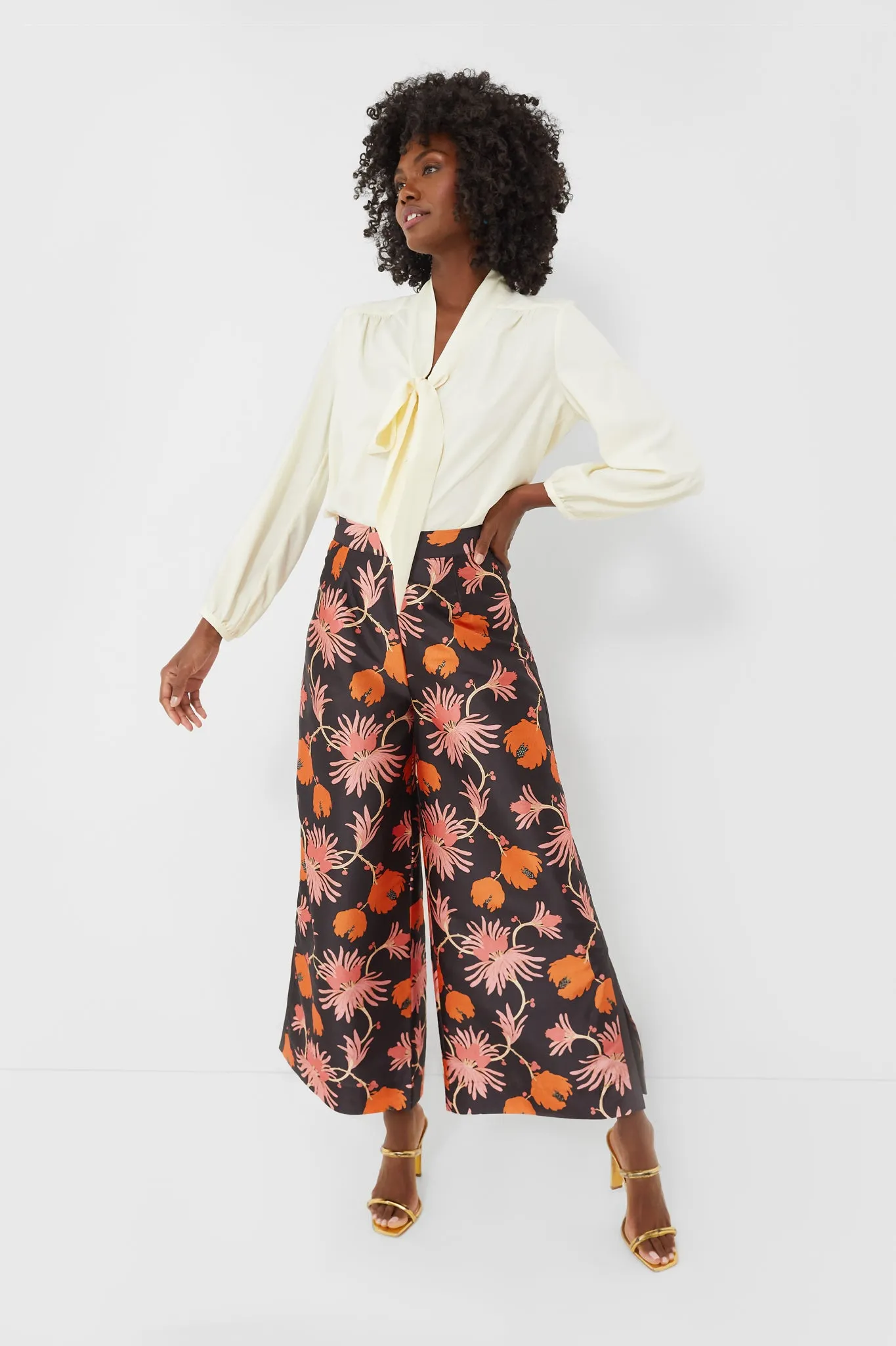 Silk Fantasia Print Palazzo Pants