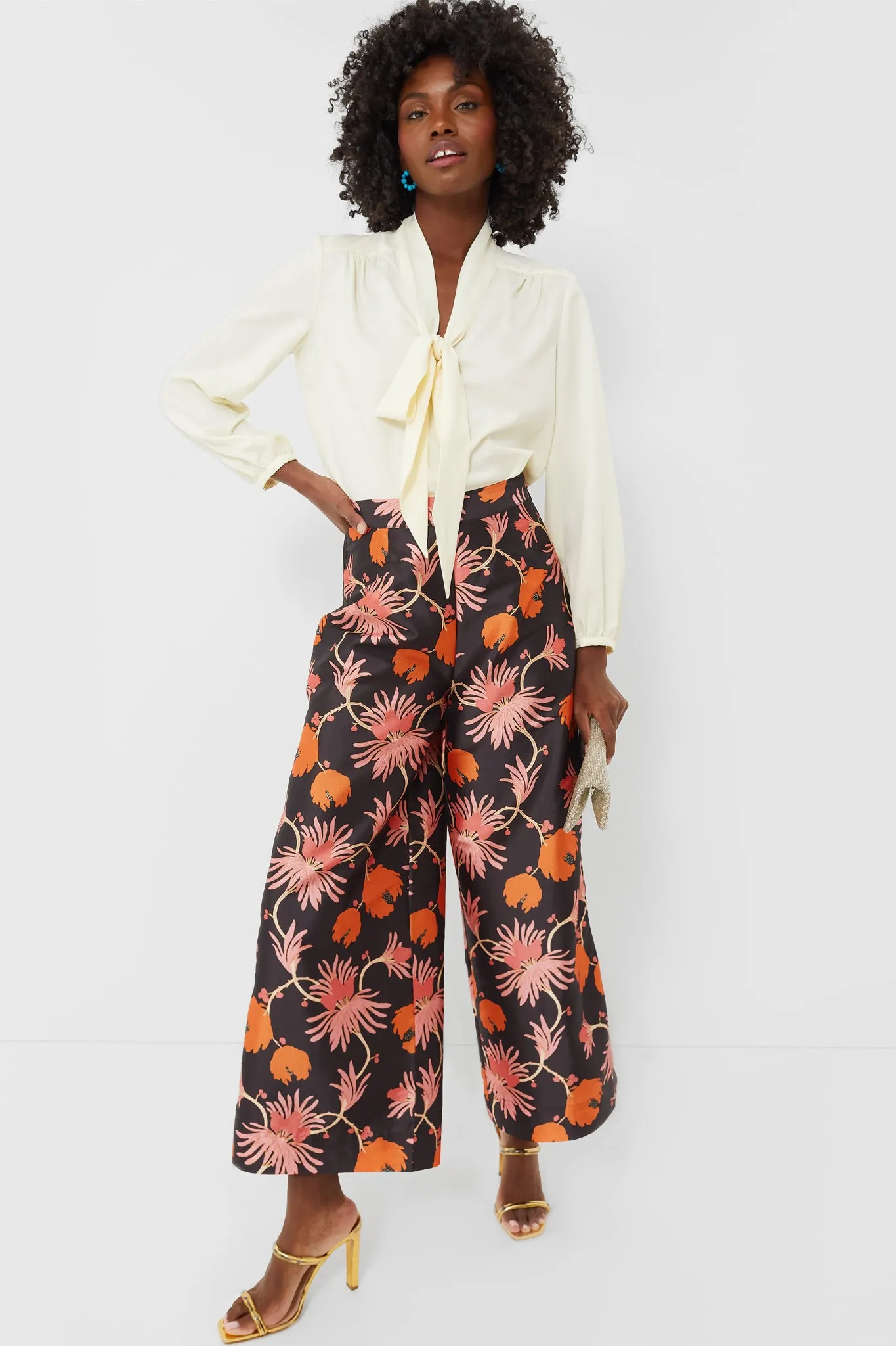 Silk Fantasia Print Palazzo Pants