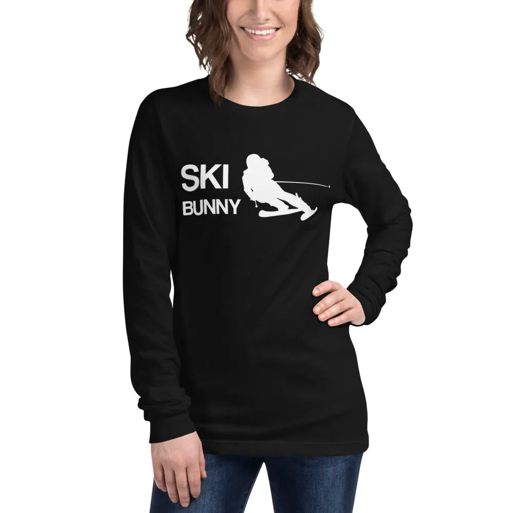 Ski Bunny Long Sleeve Tshirt, Apres Ski Funny Snow Mountain Skiing Skiers Winter Sport Snow Resort Style Tee