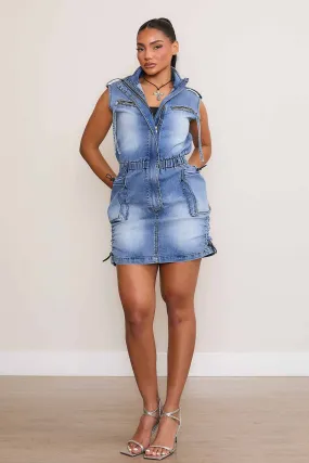 Sleeveless Jumpsuit Cargo Skirt