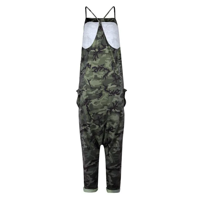 Sling Camouflage Loose Jumpsuit