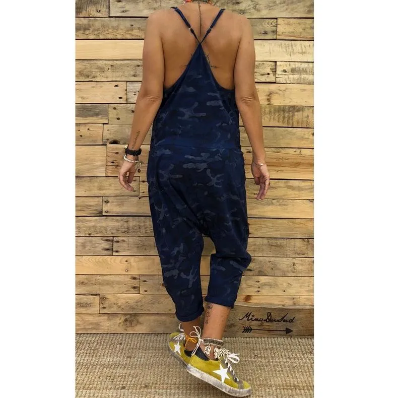 Sling Camouflage Loose Jumpsuit