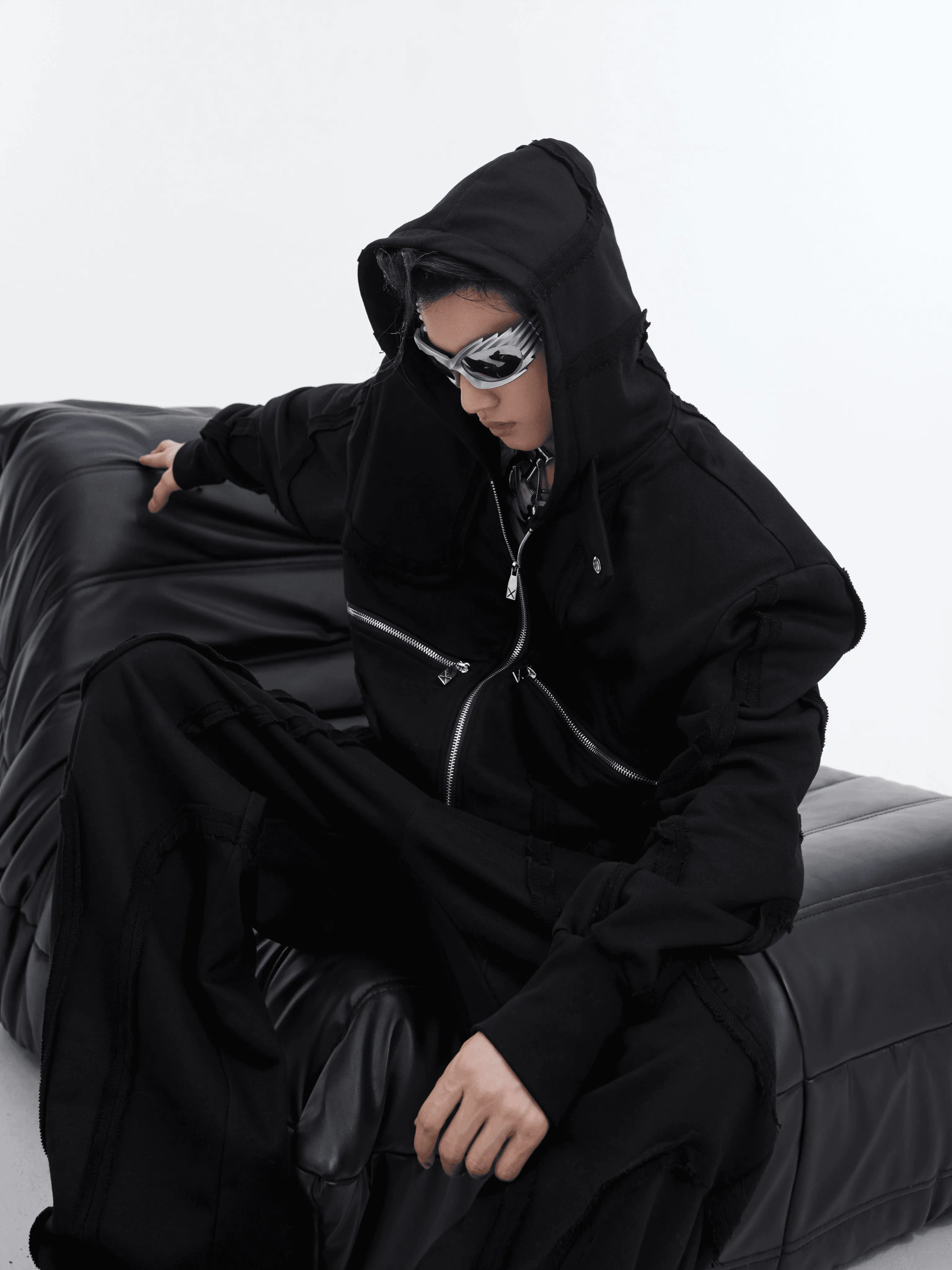 Sporty Short Shoulder Pads Hooded Jacket & Wide-leg Cargo Pants Setup WN4005