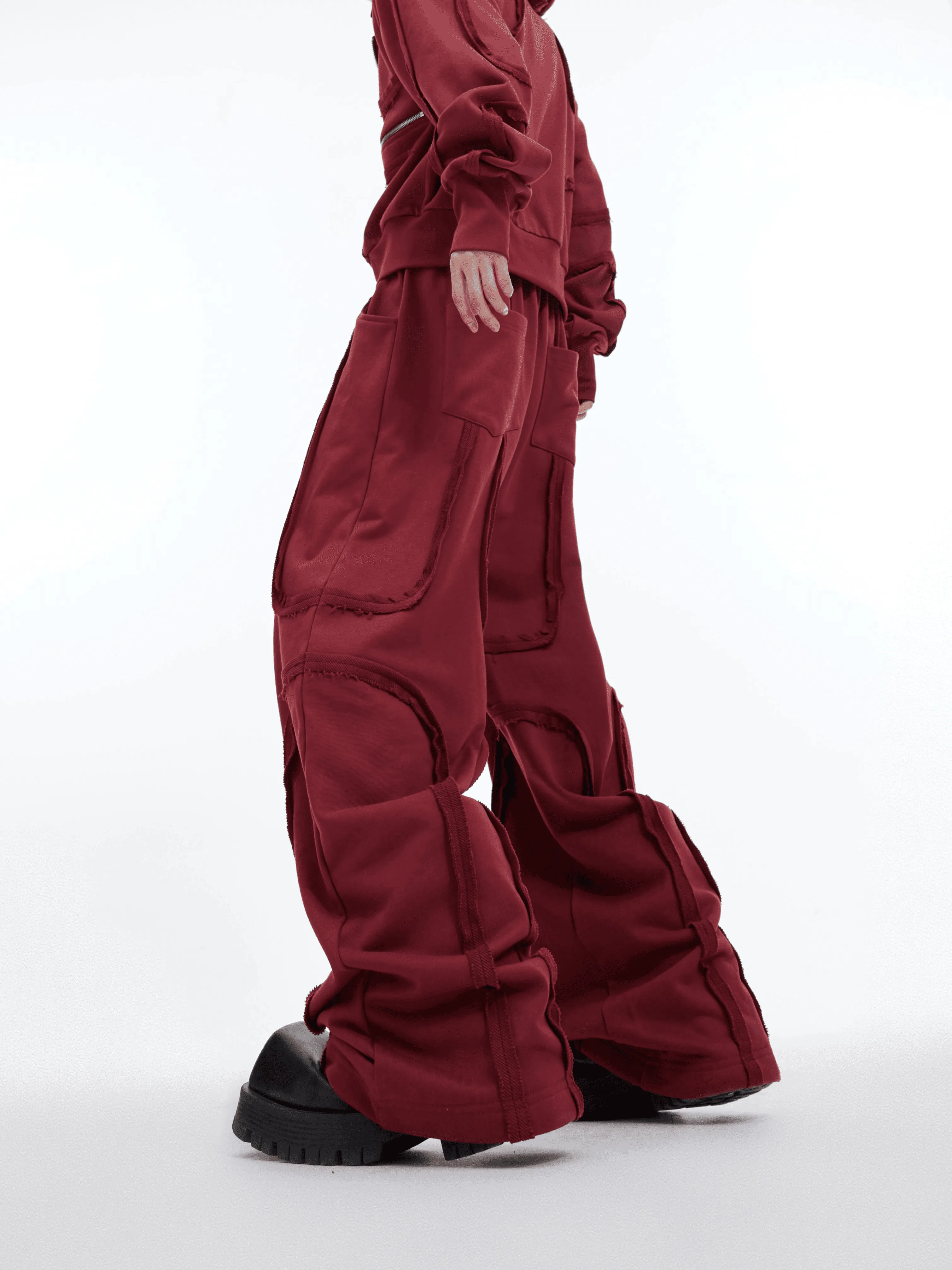 Sporty Short Shoulder Pads Hooded Jacket & Wide-leg Cargo Pants Setup WN4005