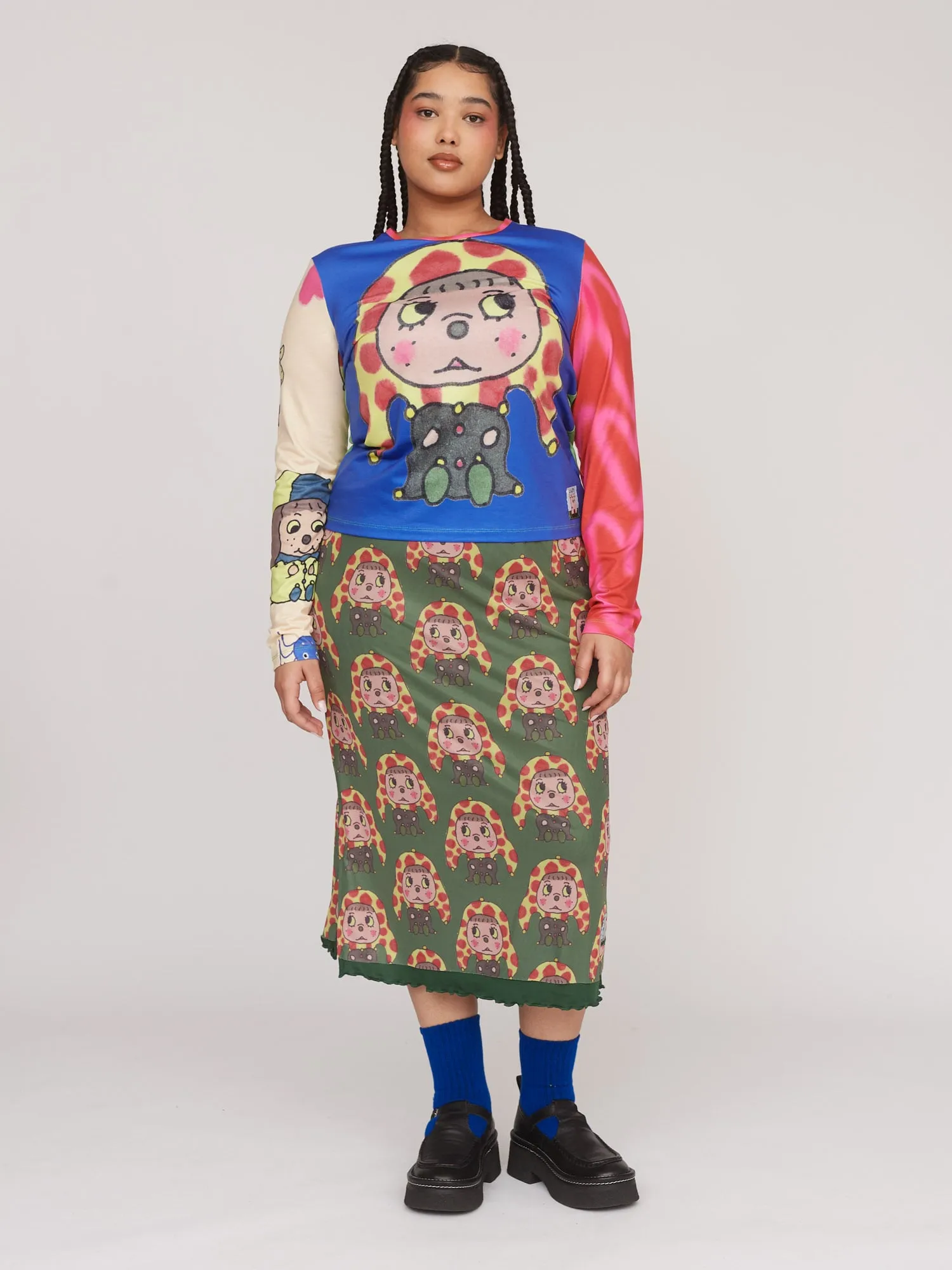 Spotty Hat Mesh Midi Skirt