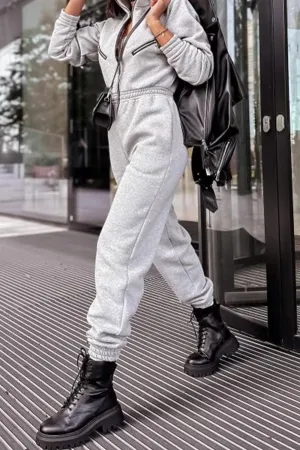 Stand Neck Zipper High Waist Jumpsuits