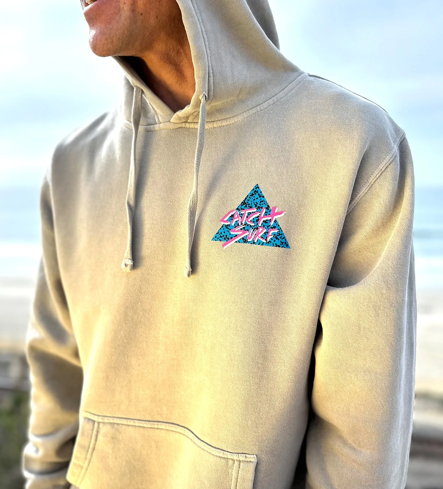 Static Slash Fleece Pullover Hoodie - Cement