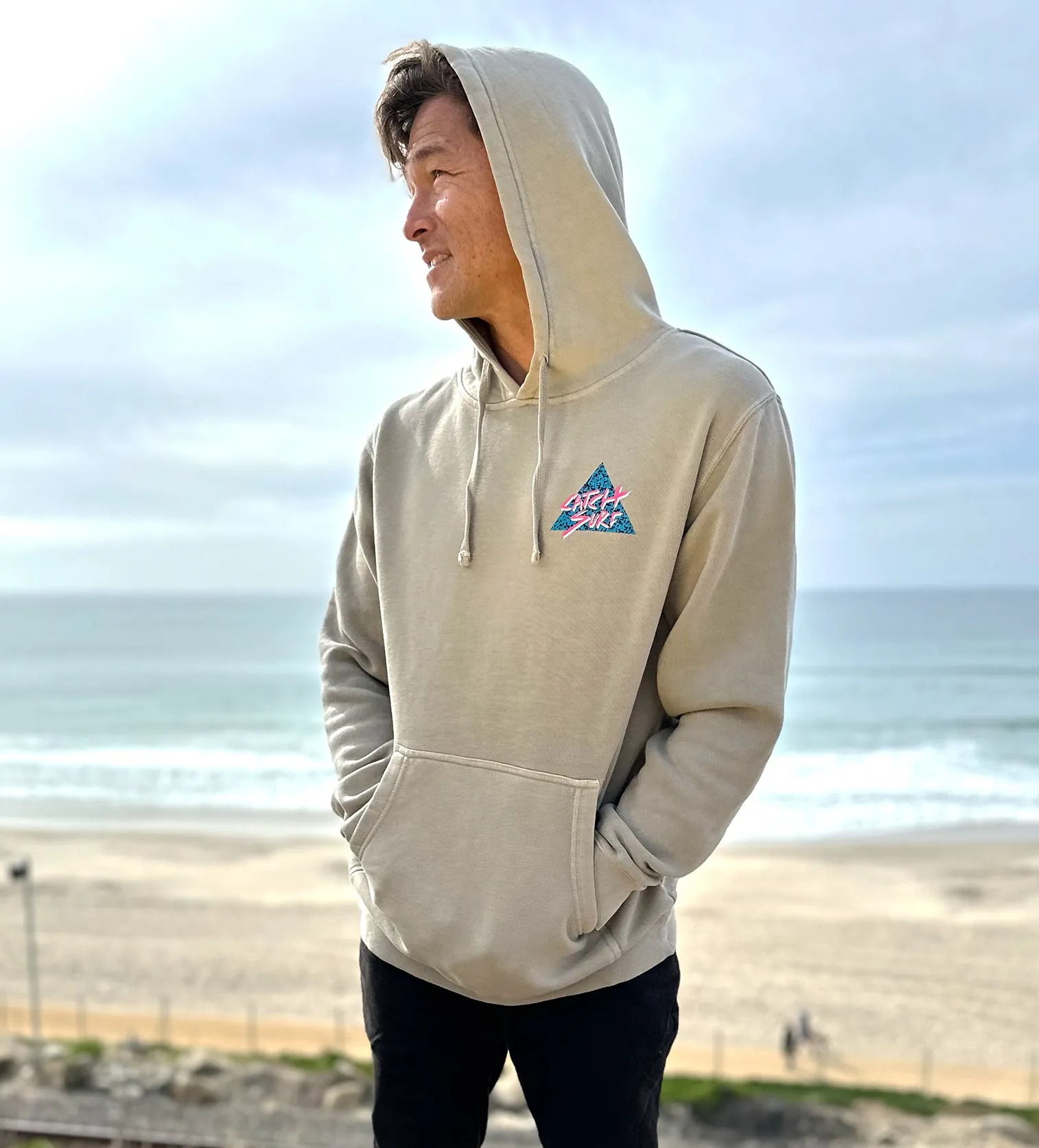 Static Slash Fleece Pullover Hoodie - Cement