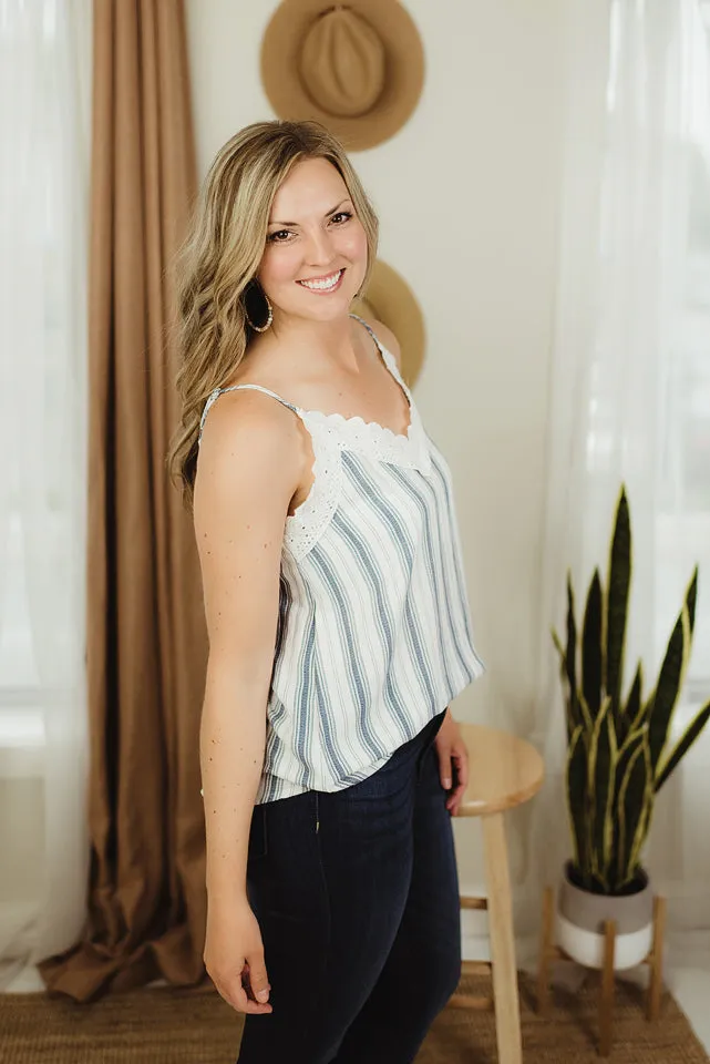 Stripe Lace Trim Cami