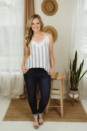 Stripe Lace Trim Cami