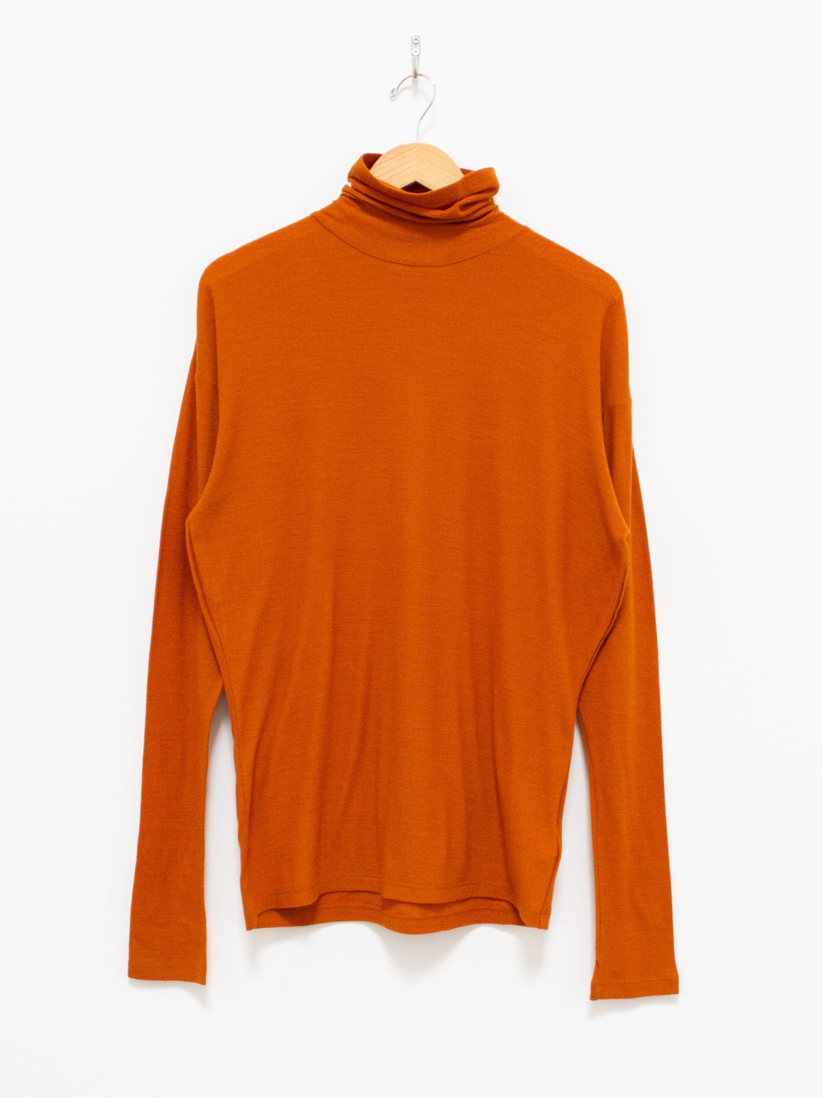 Superfine Merino Crepe Jersey Turtleneck Tee - Dark Orange