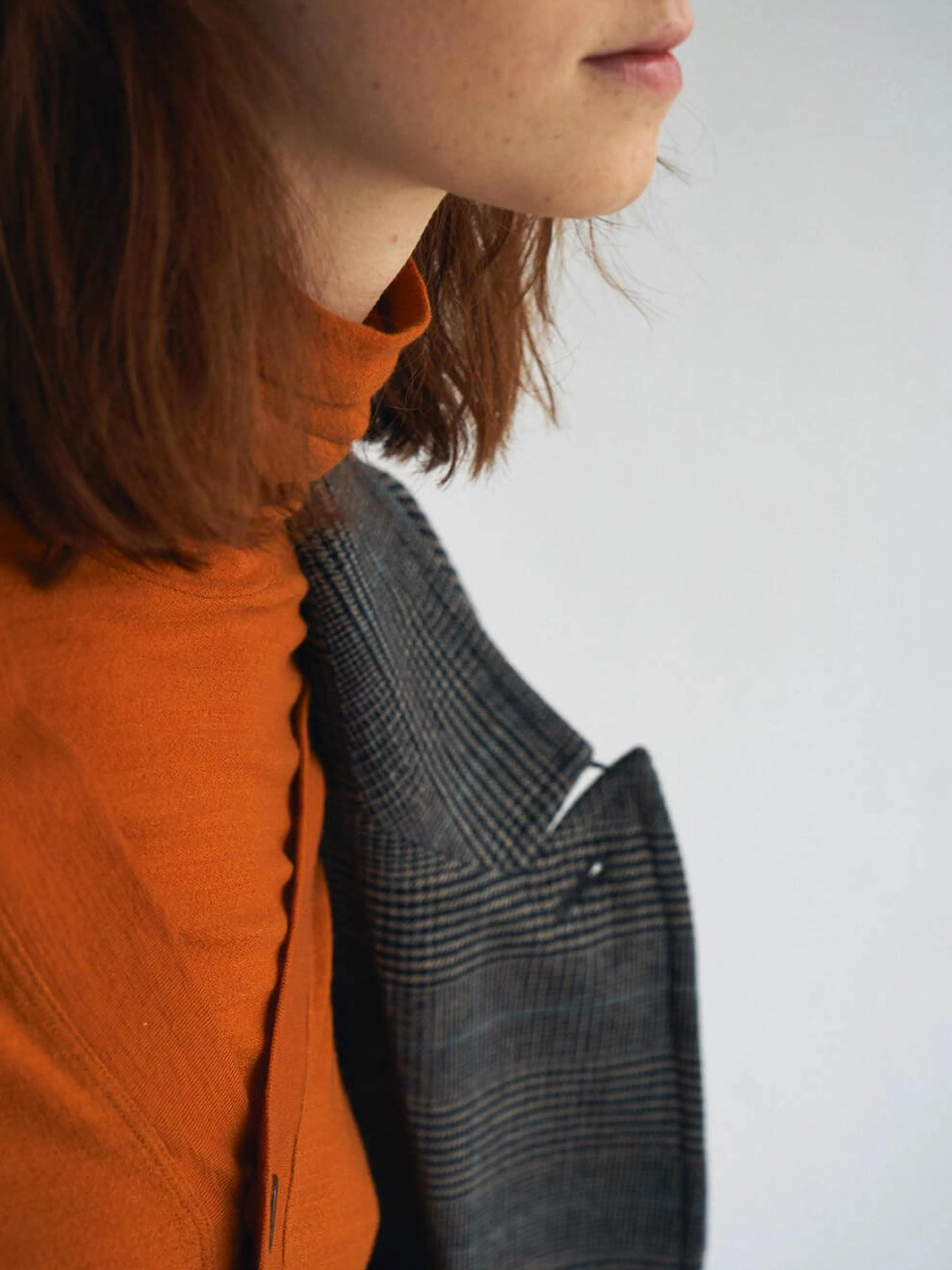 Superfine Merino Crepe Jersey Turtleneck Tee - Dark Orange