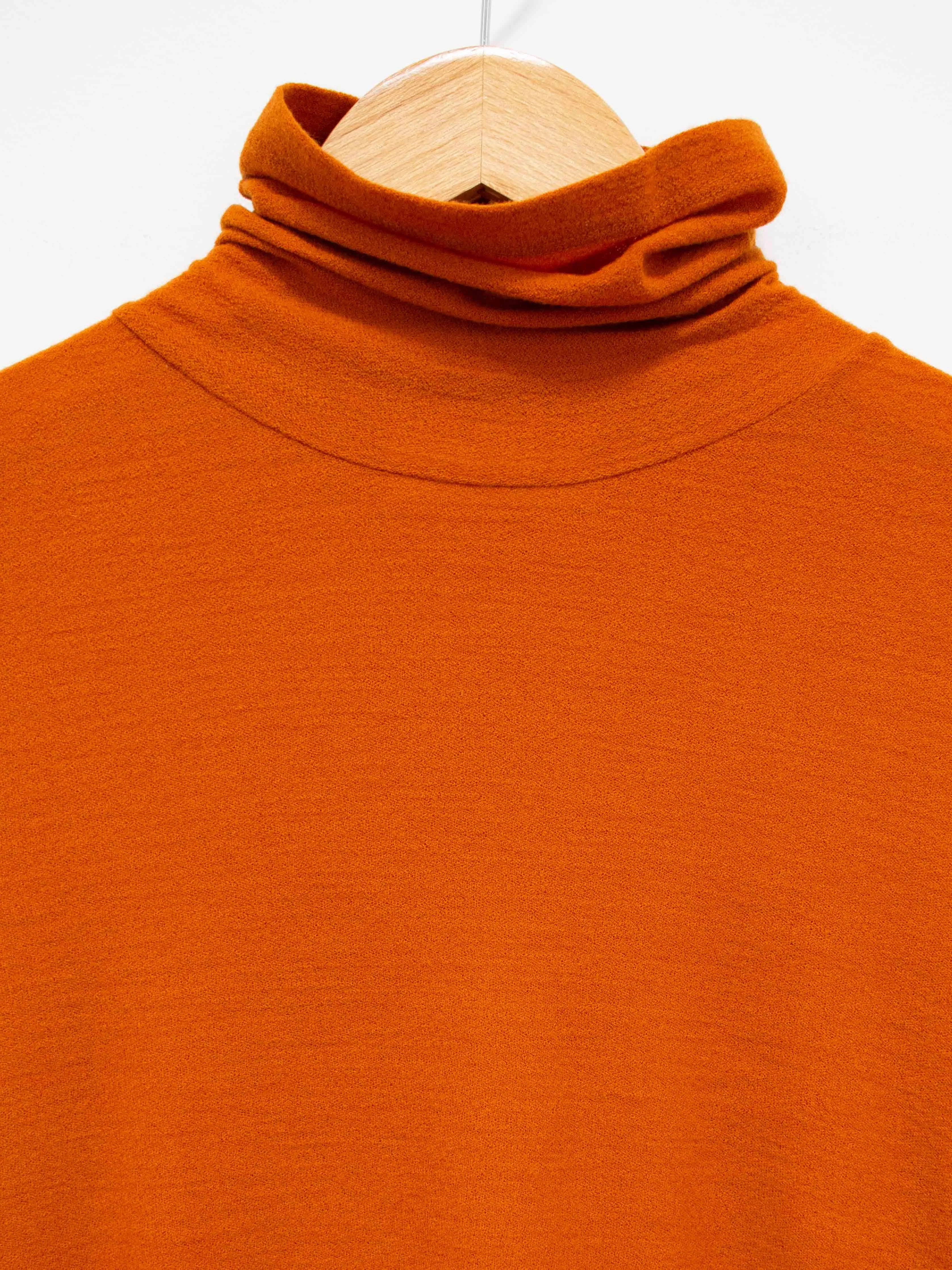 Superfine Merino Crepe Jersey Turtleneck Tee - Dark Orange