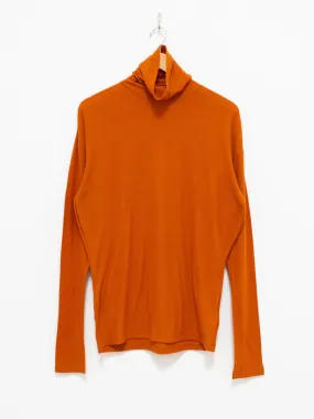 Superfine Merino Crepe Jersey Turtleneck Tee - Dark Orange