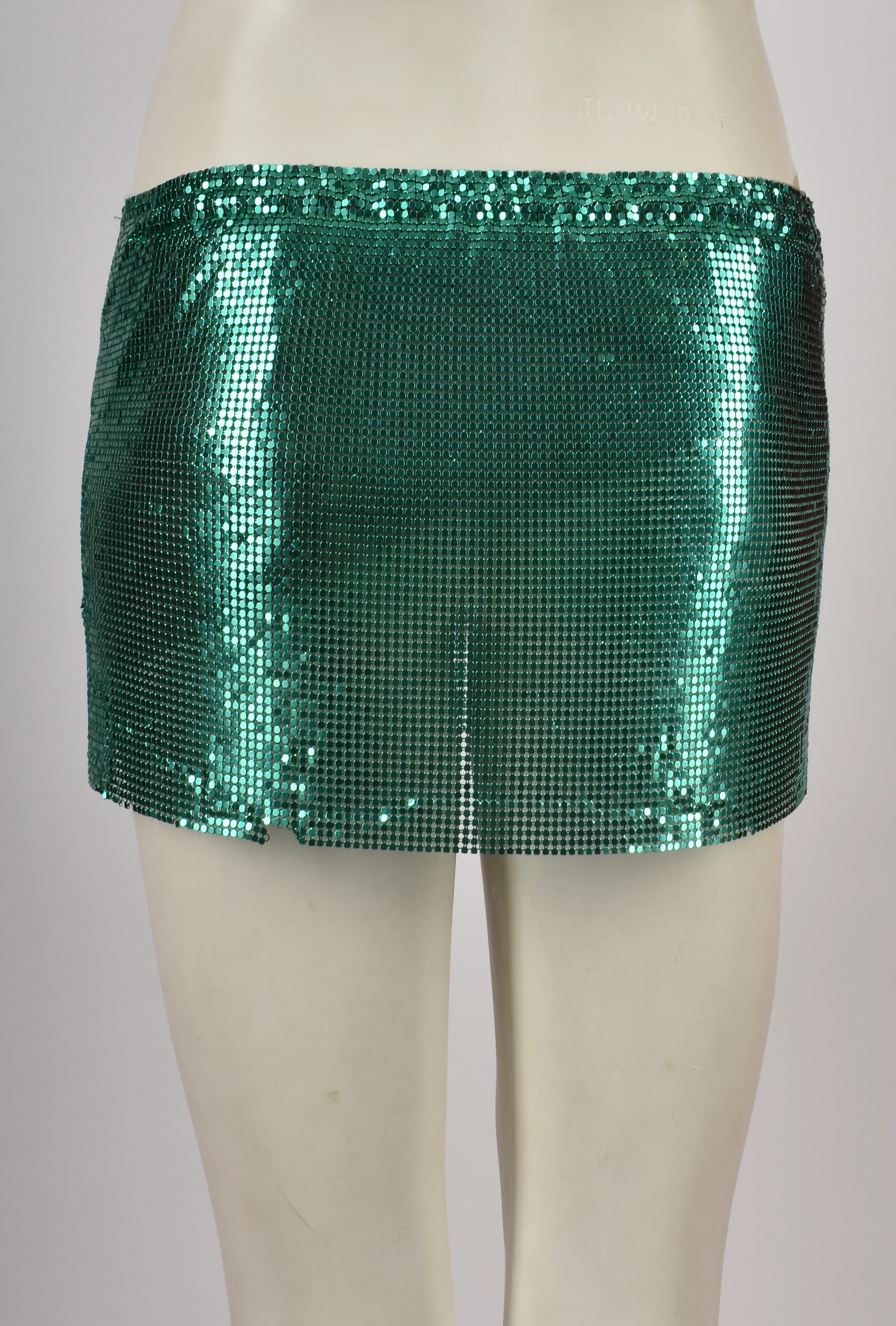 TURQUOISE MICRO CHAINMAIL SKIRT WITH SIDE SLITS