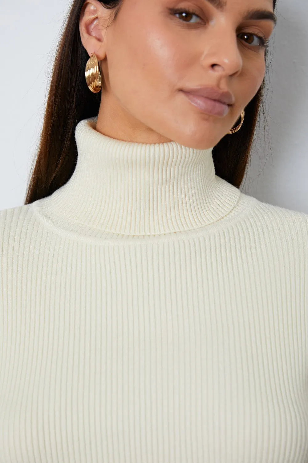 Turtleneck Dropped Shoulder Sweater Set – Cozy Top and Pants Two-Piece Outfit