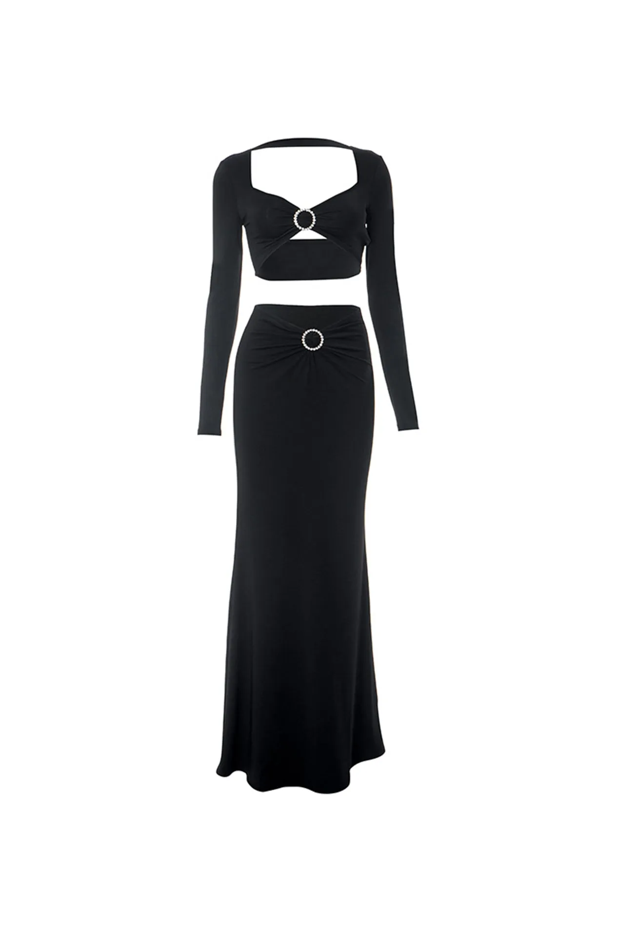 Twisted-front Backless Crop Top Midi Skirt Suits