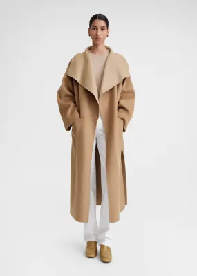 Two-tone signature wool cashmere coat dark biscuit