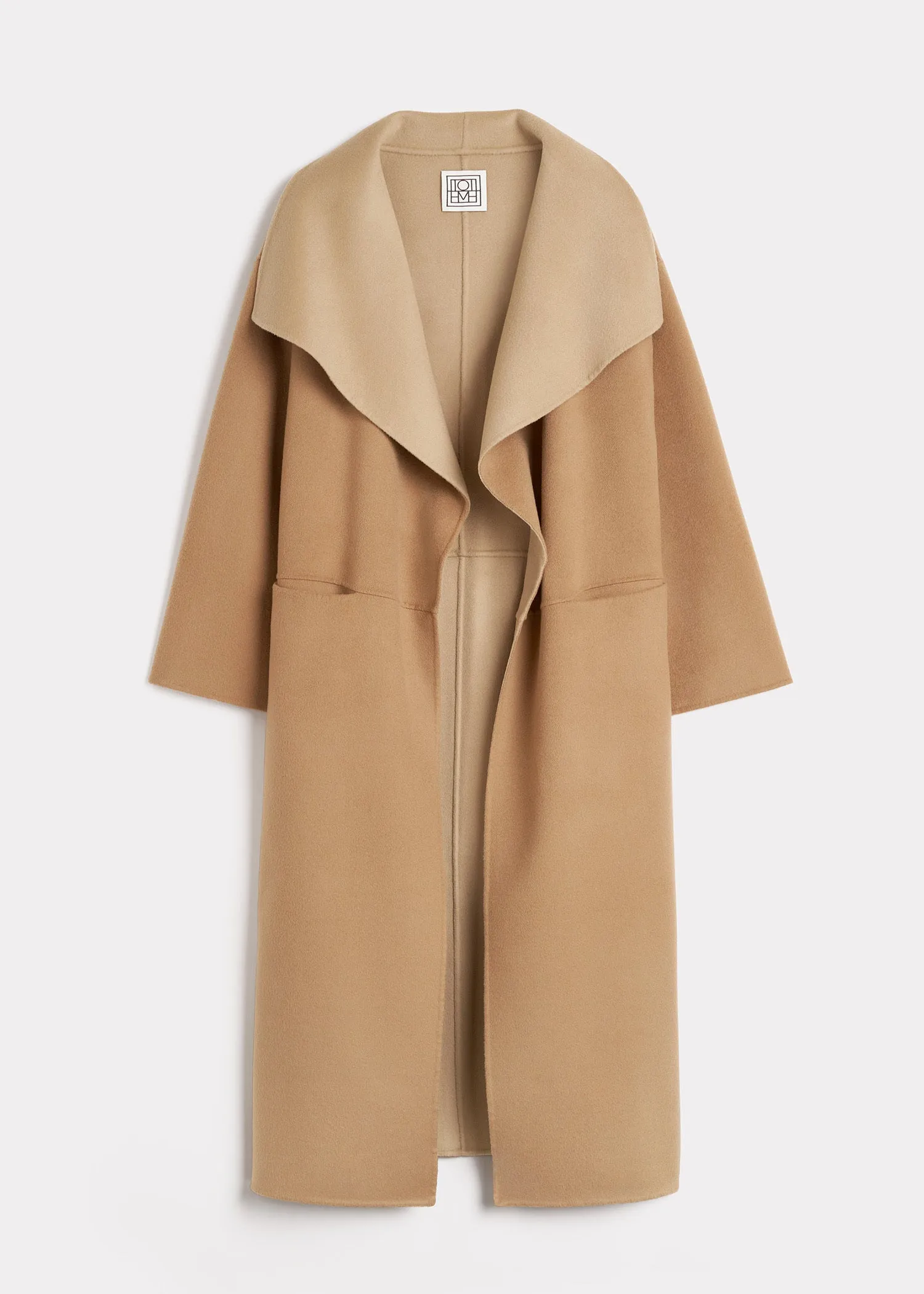 Two-tone signature wool cashmere coat dark biscuit