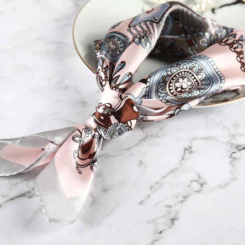 Various Fashionable Printed Square Silk Hair Scarf Head Scarf