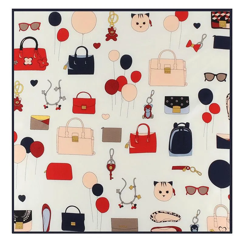 Various Fashionable Printed Square Silk Hair Scarf Head Scarf