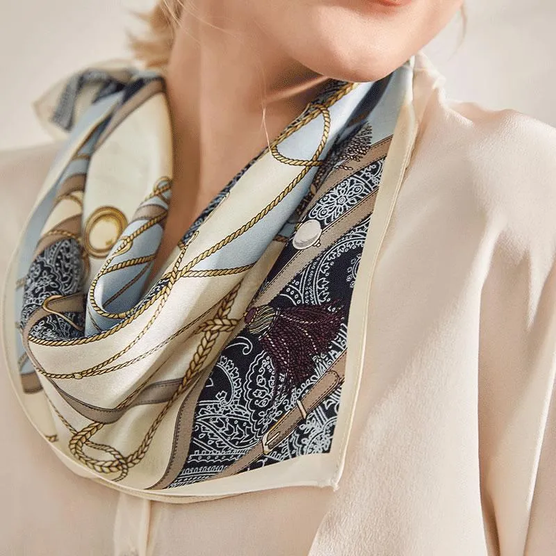 Various Fashionable Printed Square Silk Hair Scarf Head Scarf