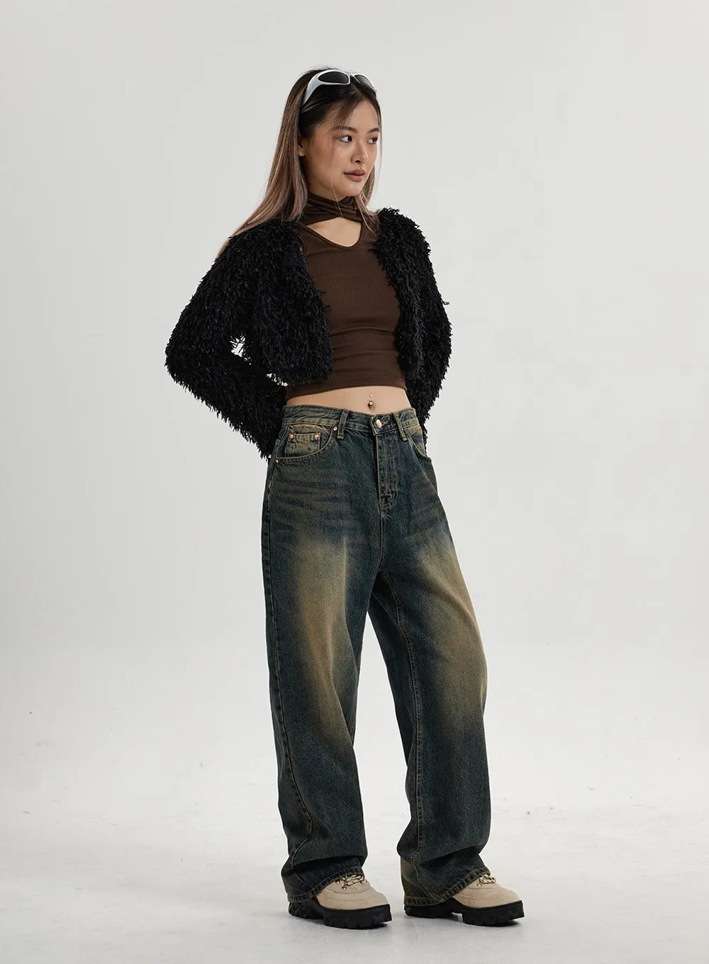 Vintage Washing Wide Leg Denim Pants CN14