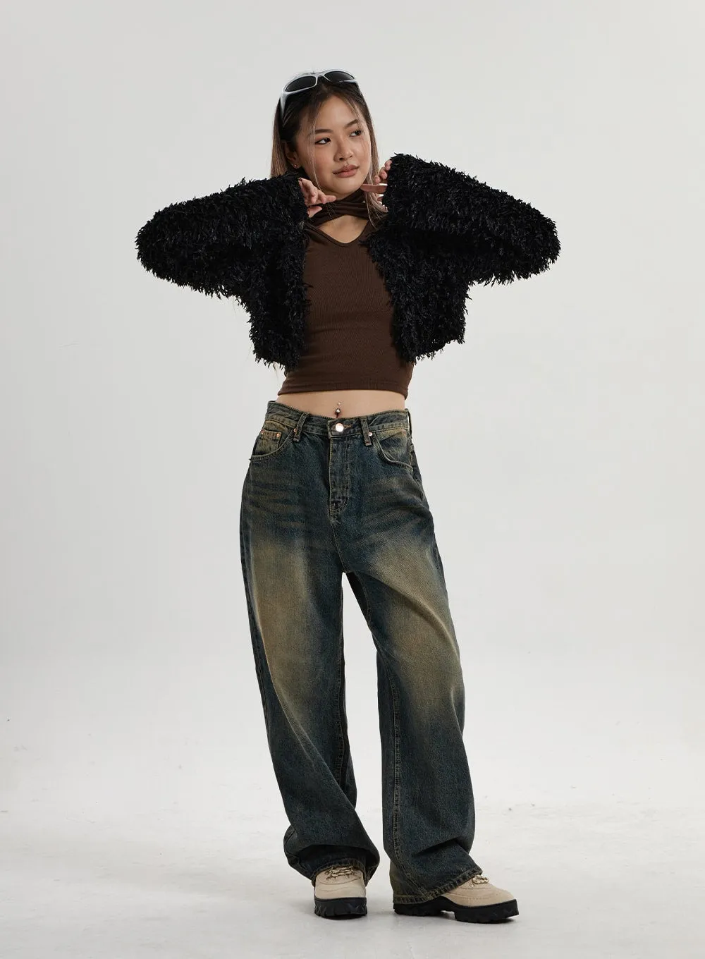 Vintage Washing Wide Leg Denim Pants CN14