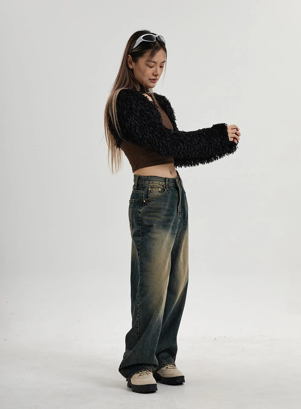 Vintage Washing Wide Leg Denim Pants CN14