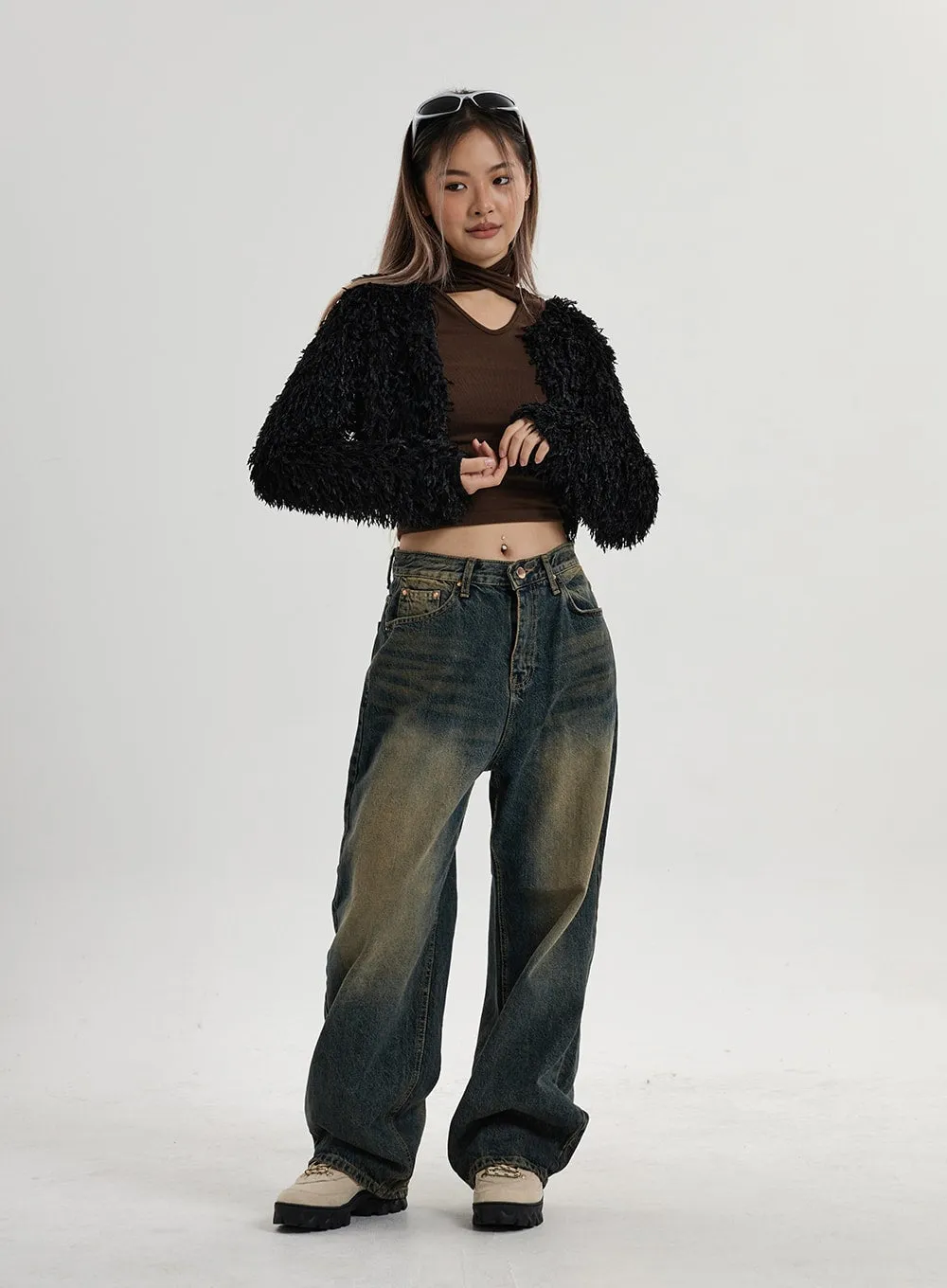 Vintage Washing Wide Leg Denim Pants CN14