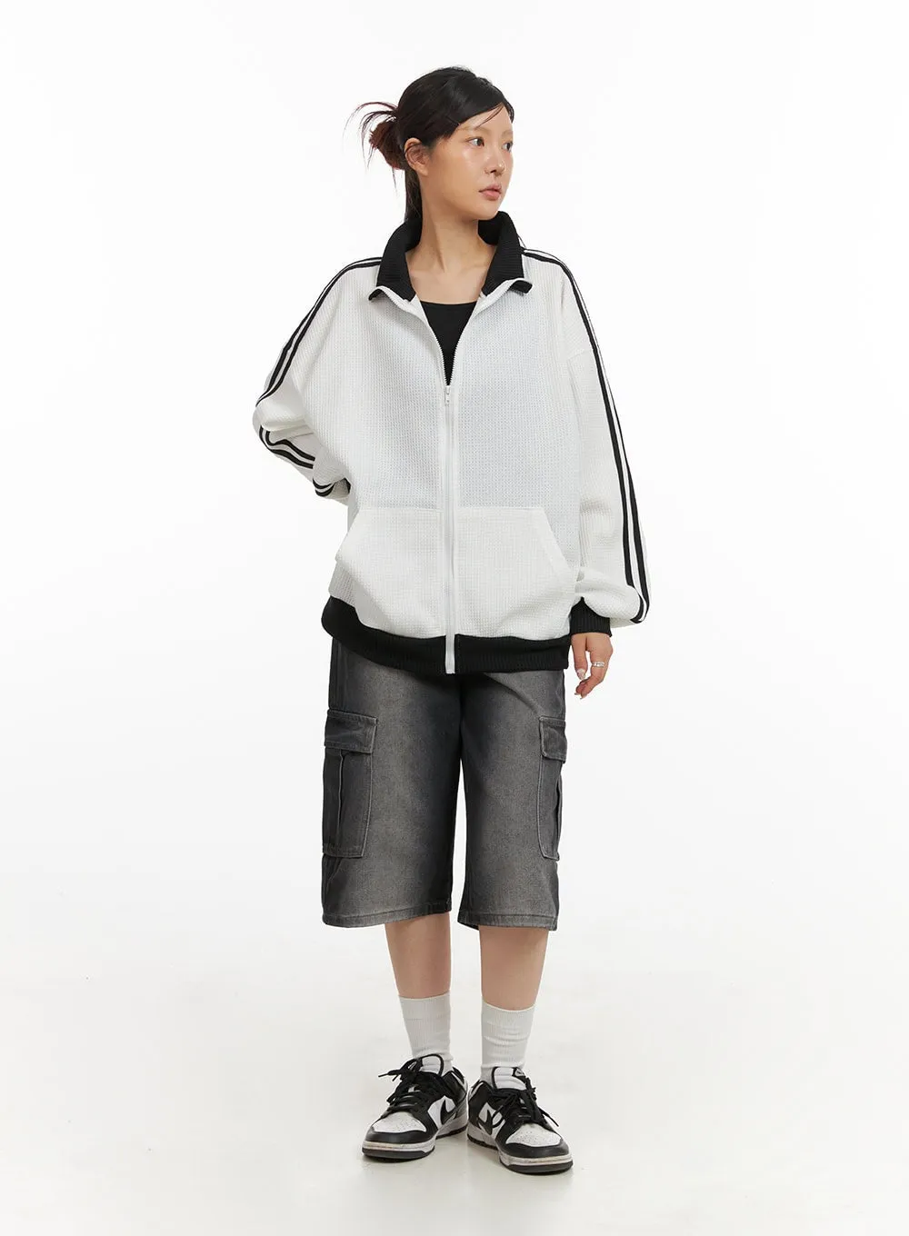 Washed Cargo Denim Jorts IY410