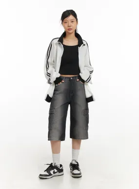 Washed Cargo Denim Jorts IY410