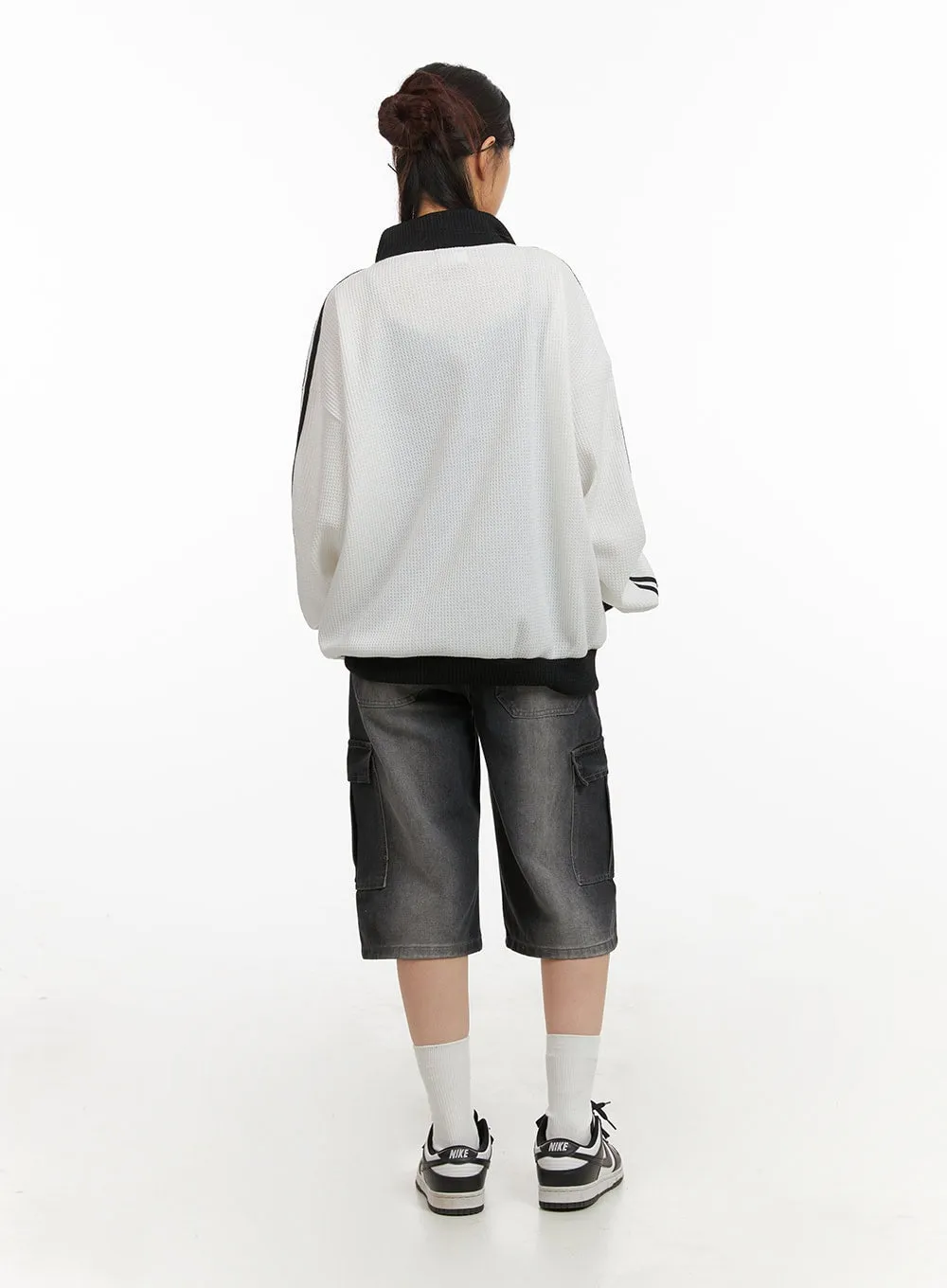 Washed Cargo Denim Jorts IY410
