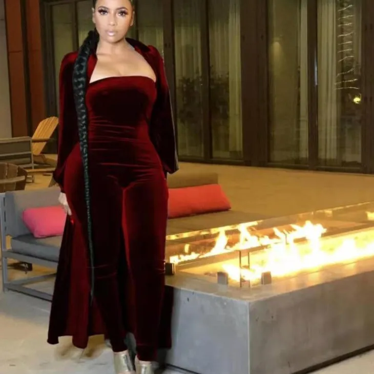 Wholesale women's velvet sexy tube top jumpsuit 2PCS(CL8525 )